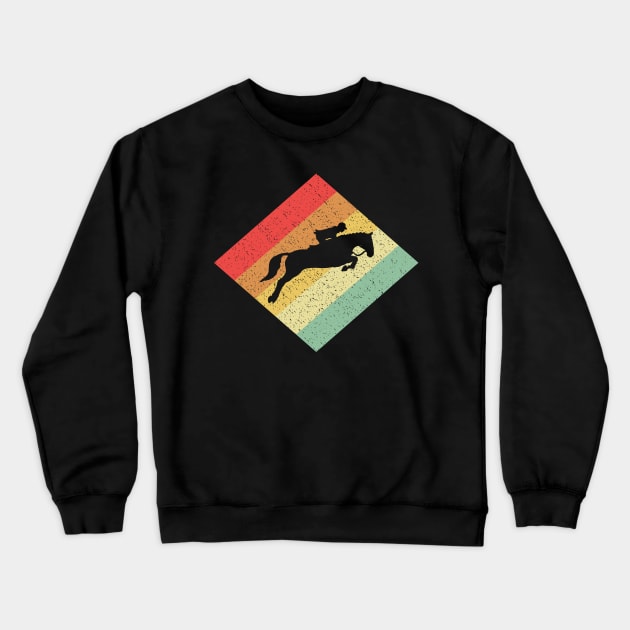 Retro Vintage 80s Horse Riding Gift For Horse Riders Crewneck Sweatshirt by OceanRadar